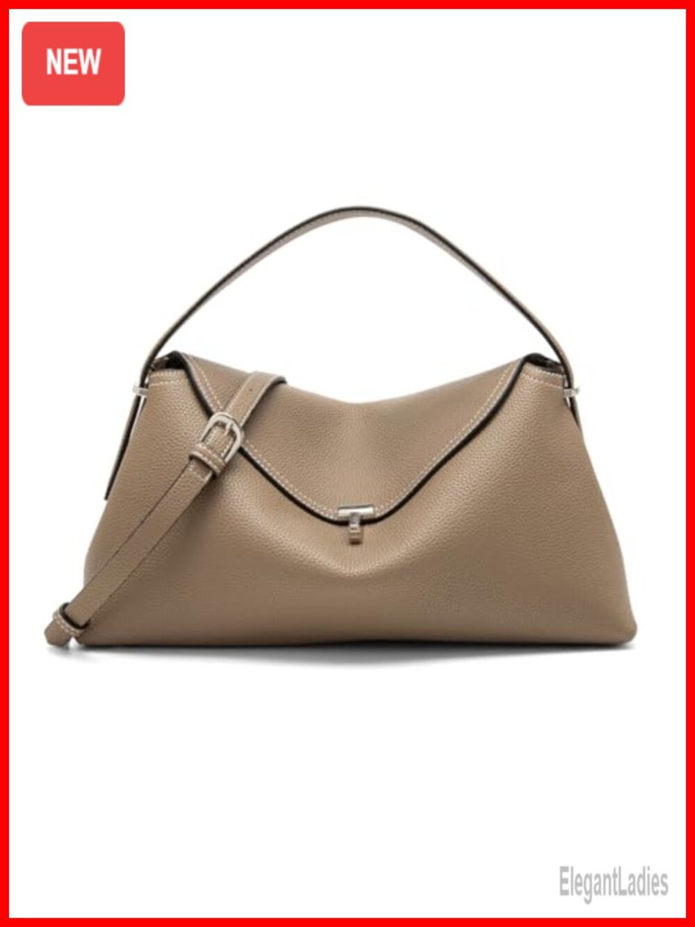 Pebbled Leather Crossbody Bag T Lock Satchel Removable Strap
